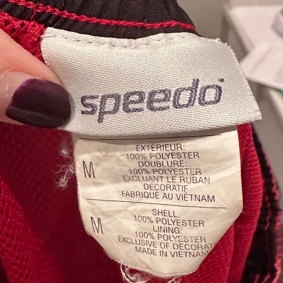 Speedo Men's Red Plaid Cargo Swim Trunks Size Medium - Picture 3 of 6